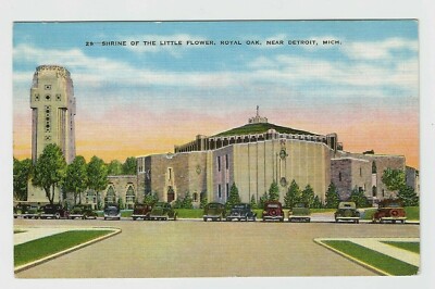 Postcard MI Michigan Royal Oak Shrine of the Little Flower c30s Linen Unposted