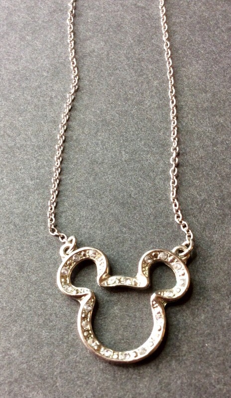 DISNEY MICKEY MOUSE head necklace  with white stones around head