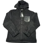 Criminal Damage Hoodie Men's XL Flannel Shacket Shirt Jacket Button Up Black NEW