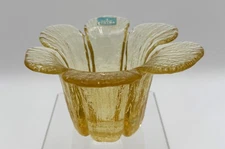 4" Yellow Viking Glass Finnish Vessels Candle Holder #8013 Thick Heavy