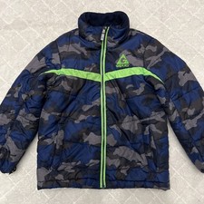Gerry Boys XSmall size 5/6 Blue Gray Camo Winter Jacket w/ Neon Green Accents
