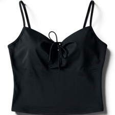 Victorias Secret Black Tie Front Minimalist Tankini SwimTop Adjustable Strap 36C