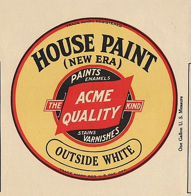 1930s 1940s Vintage Acme Quality House Paint Can Label Outside White Detroit