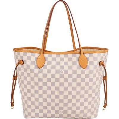 Louis Vuitton Monogram Damier Azur  Neverfull MM Shoulder Bag Tasche