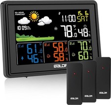 Funk Wetterstation mit Farbdisplay & Au&szlig;ensensor | DCF-Empfangssignal 3 Sensoren