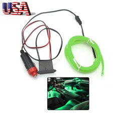 Car Interior Led Neon Lights Decor Atmosphere El Wire String Strip Lamp Green
