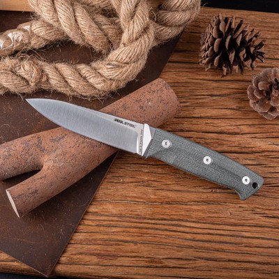 Real Steel RSK Black Thorn Green Micarta - K110 Stahl Lederscheide Outdoormesser