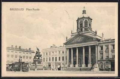 Ansichtskarte Bruxelles, Place Royale, Strassenbahn 1915 