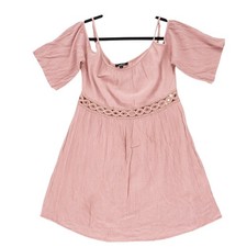 Ambiance small Pink Off-the-Shoulder Dress Cutout Lace Waist