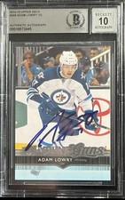 Adam Lowry Signed 2014-15 UD #249 Young Guns BAS Autograph Grade 10 Rookie Card