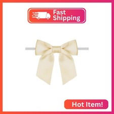 Rainbow Pana 60 Pack Champagne Bows, Twist Tie Bows for Treat Bags 3" Gold Satin