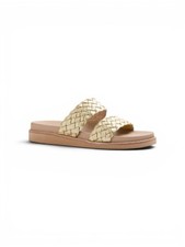 Image of NEW FRANKIE4 Malone Slide Sandal Woven Gold Metallic Sz 7