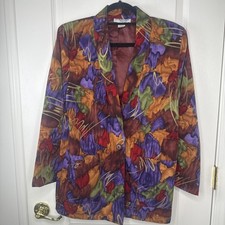 Vintage Kensington Square Jacket Womens S Abstract Watercolor Print Made in USA