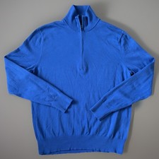 Brooks Brothers Long Sleeve 1/4 Quarter Zip Lightweight Sweater Blue Medium JBHS