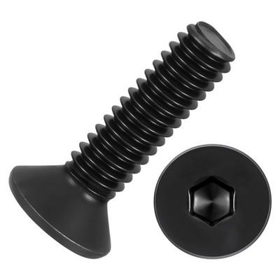20Pcs Flat Head Socket Cap Screws-[#8-32x5/8''], Carbon Steel Bolts, Black