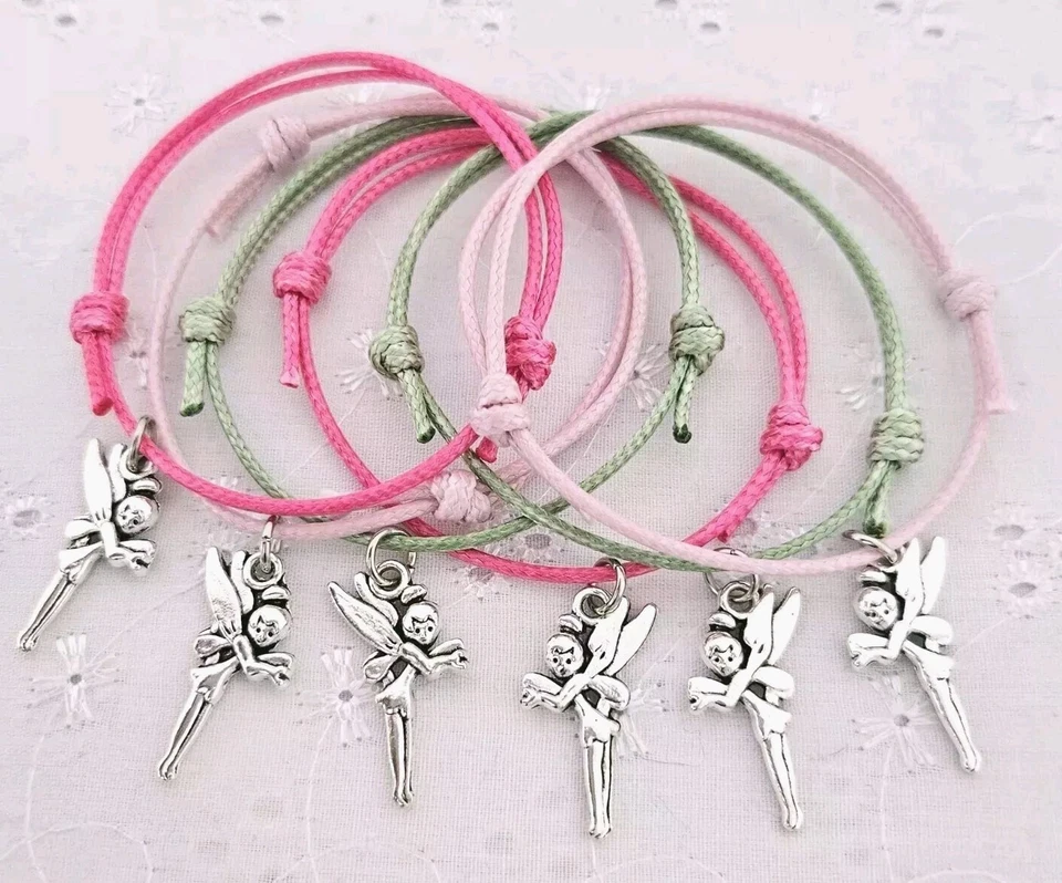 CUPCAKE0619 6 Tinkerbell Fairy Friendship Bracelets Birthday Party Bag Gift Favors Prize hen