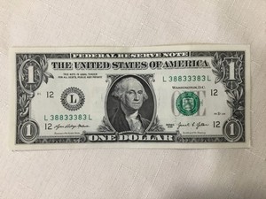$1 bill only two digits 99.14% rare 38833383
