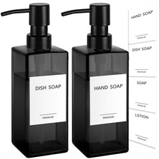 Black Glass Soap Dispenser, Hand Soap Dispenser with Stainless Steel Pump for...