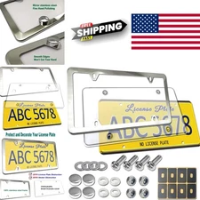 Clear License Plate Protector with Stainless Steel Frame for All Vehicles