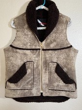 Vintage Wiman 70s Suede Sherpa Lined Vest Mens Large Western Cowboy USA