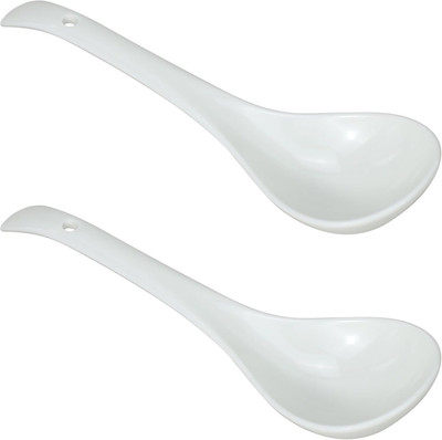 2 Pack Porcelain Serving Spoon Soup Ladles for Serving Cooking Mixing Stews Nood