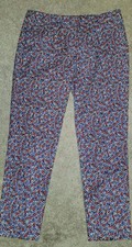 Tommy Hilfiger Pants Floral Print Blue Red White Straight Leg Casual Women Sz 6