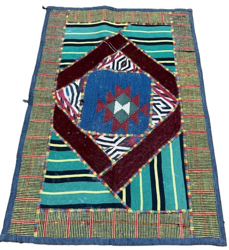 Hand Embroidered Needlework Vintage Sindh Patchwork Textile Wall Hanging 3 x 2