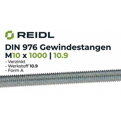 DIN 976 Gewindestangen M 10 x 1000 10.9 verzinkt, Werkstoff 10.9 Form A