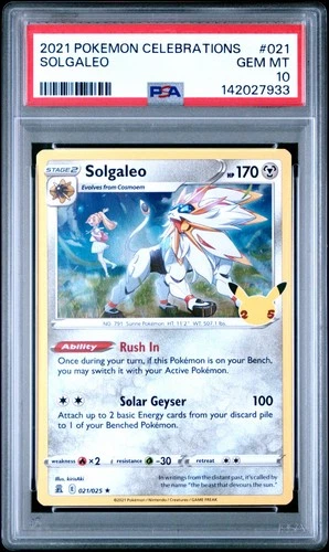Pokémon Solgaleo #021/025 Celebrations Holo PSA 10 GEM MINT - NEW CERT! 💎POP 77