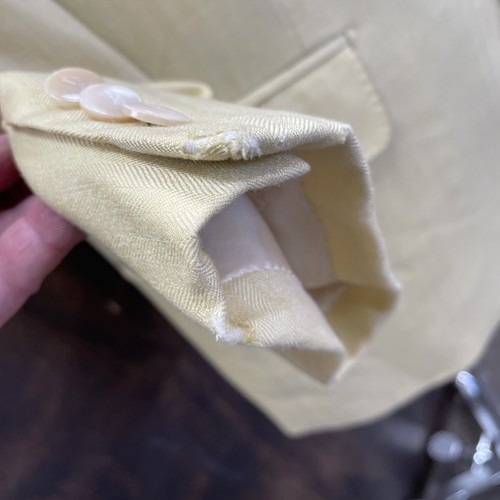 Ravazzolo Hand Tailored Italy Loro Piana Herringbone Yellow Cashmere Jacket 44R - Picture 8 of 14