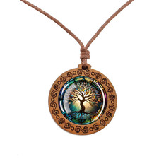 Classic Boho Tree Of Life Wooden Pendant Necklace Men's Women's Jewellery