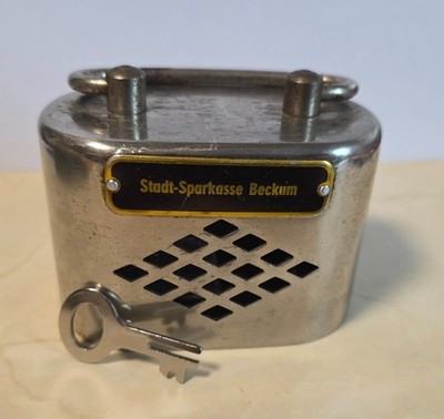 Metal Money Box Money Box City Savings Bank Beckum No. 7598 with Key