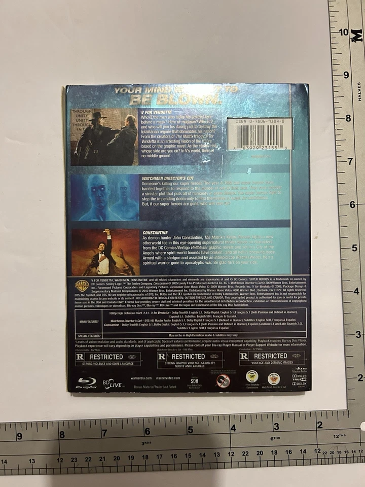 V for Vendetta Watchmen Constantine (Triple-Feature) Blu-ray - Brand New - Image 2 of 4