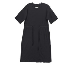 EVERLANE The Luxe Cotton Tie Front Black Midi Dress Side Slit Oversized XS