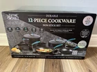 Thyme & Table 12-Piece Ceramic Non-Stick Cookware Set - Black Rainbow Collection