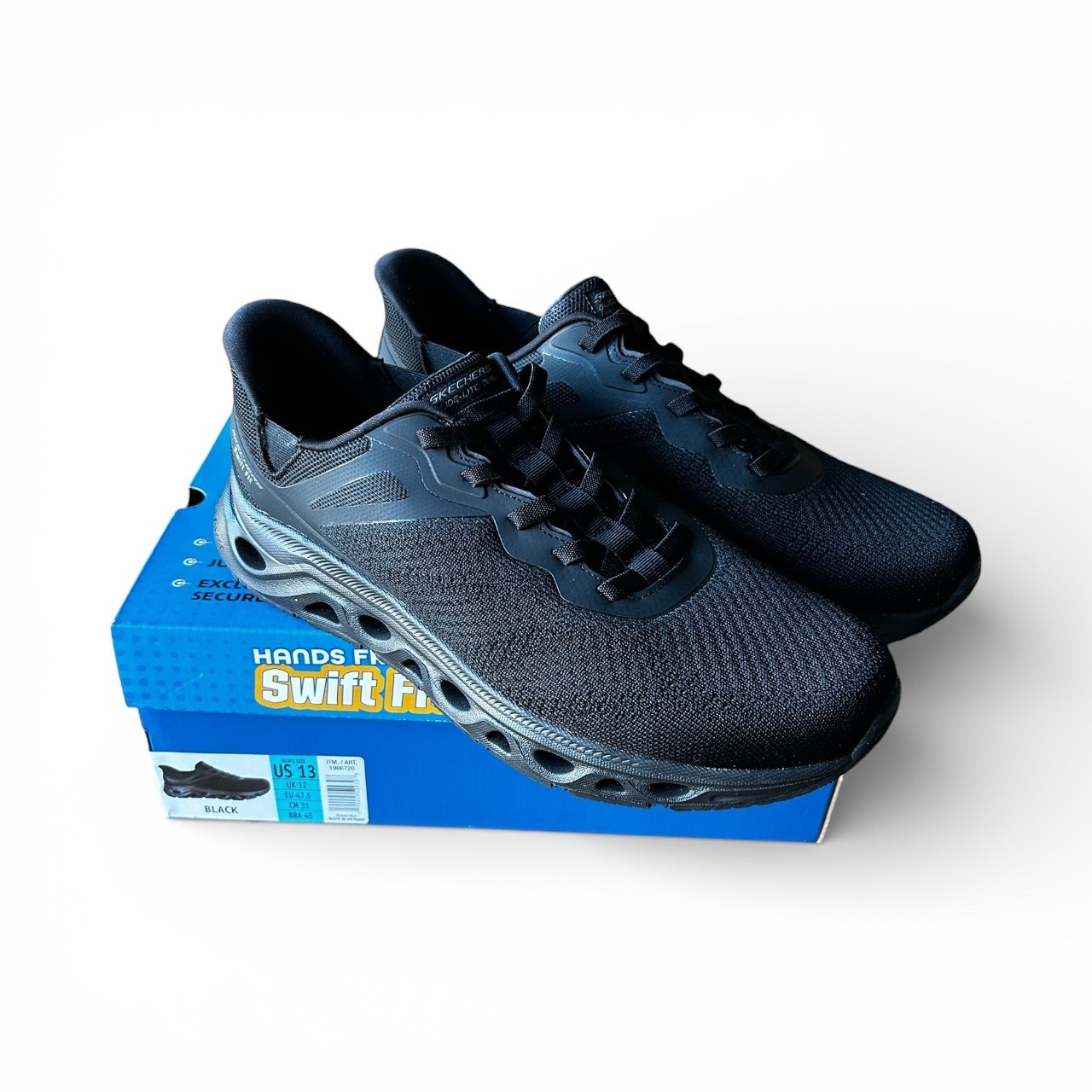 Skechers Men's Hands Free Swift Fit Slip On Memory Foam Shoes Black Size 13