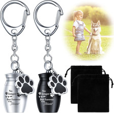 2 Pcs Pet Dog Urns Keychain for Ashes with 2 Storage Bags Small Cat Cremation Ke