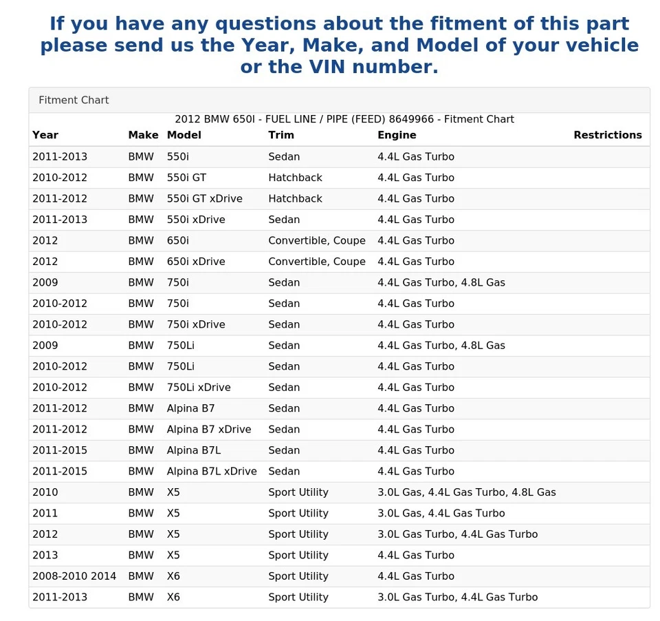 BMW 650I 2012 - línea de combustible/tubo (alimentación) 8649966 Foto 4 de 4