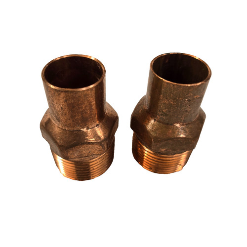 Copper sweat fitting 1" MPT to 1" straight pipe
