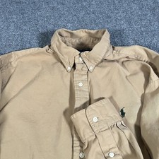 Polo Ralph Lauren Button Down Shirt Men s Xl Brown Preppy Classic Fit Logo