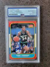 1986-87 Fleer ROOKIE Terry Cummings  #20 - PSA/DNA Autograph - Milwaukee Bucks