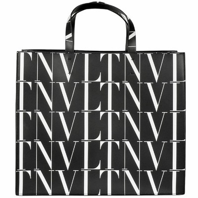 VALENTINO UY2B0963GTC Garavani VLTN Logo Times Tote Bag Leather Black