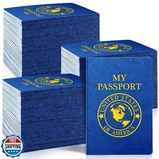 Woanger 50 Pcs Blank Passport Book Blue Passport Notebook Bulk 4 x 5.5 Inch P