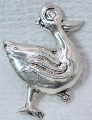Quack Up Your Style! Vintage Mexican Sterling Silver Waddling Easter Duck Pin #2