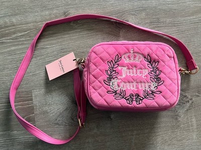 Juicy Couture Royal Pink Velour Quilted Crossbody Handbag Bag NWT
