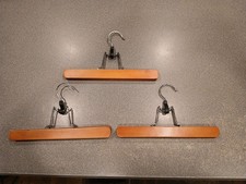 11" High Quality Felt Lined Wood Clamp Pants/Skirt Clip Hanger Lot of 3 