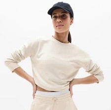ATHLETA Seasoft Crewneck Sweatshirt, Tencel SOFT, Size XXS, Ivory/Bone