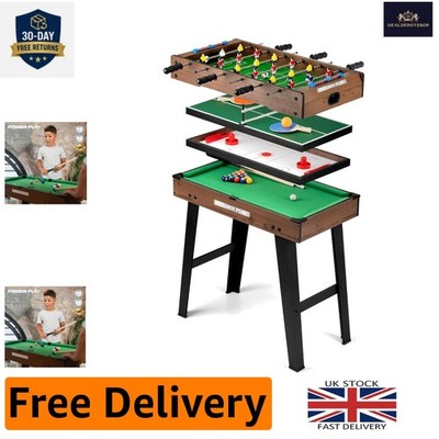 Powerplay 4-in-1 Spieltisch für Familienspaß: Pool, Hockey, Fußball & Tennis
