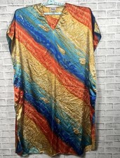 VTG WINLAR KAFTAN ROBE ONE SZ SEA SHELL PATTERN HIPPY LOUNGE COCKTAILS
