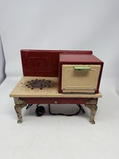 Vintage Little Lady Electric Toy Stove Oven Possibly Kingston Red Cream AS-IS